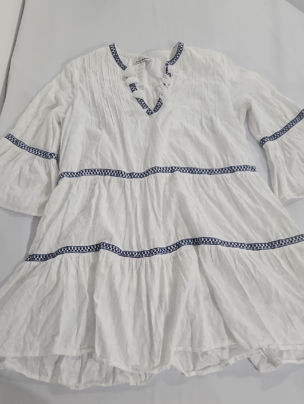 Tommy Bahama White Top with Blue Logo Stitching